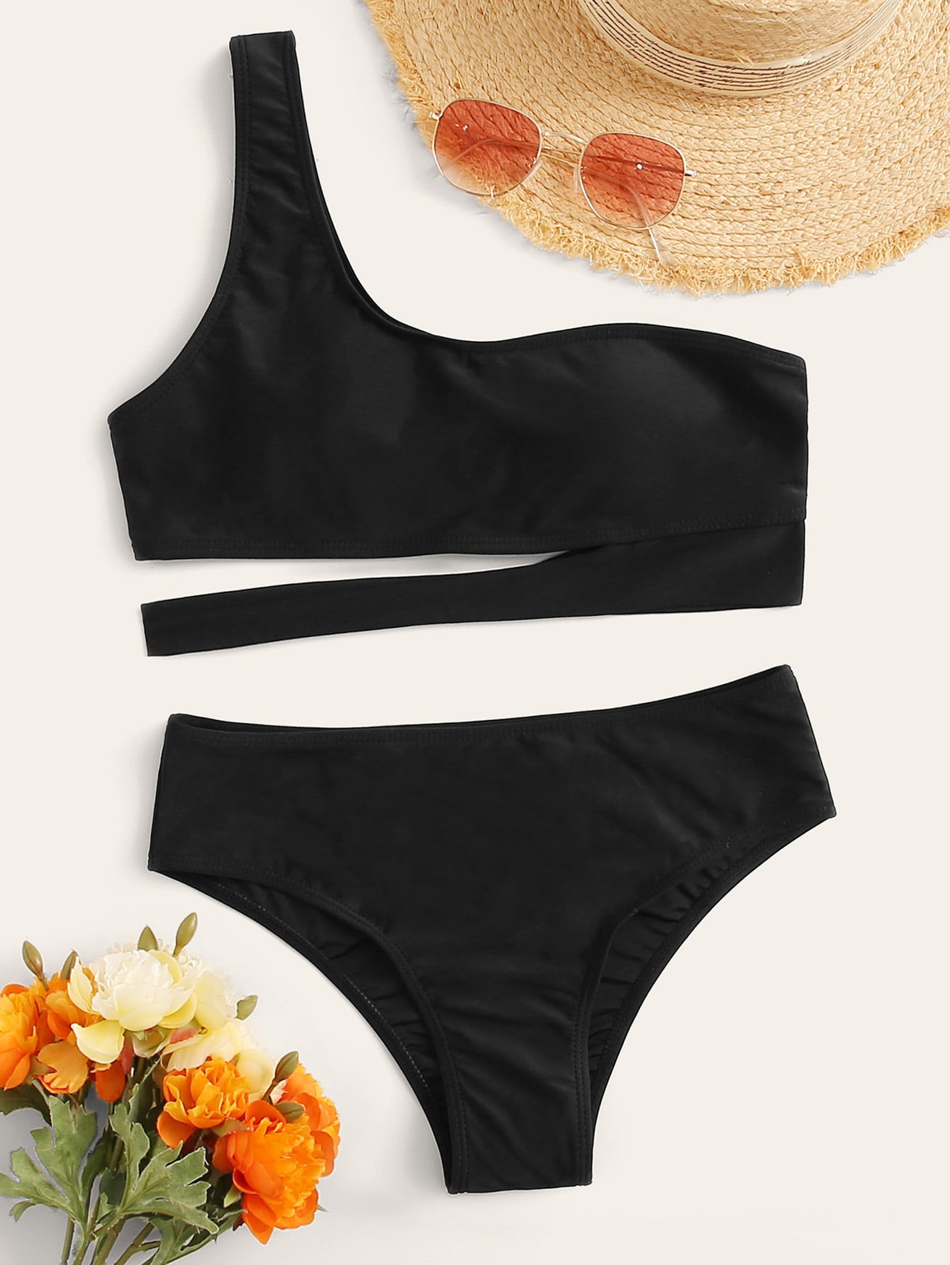 Summer Beach Cut-Out One Shoulder Bikini Swimsuit