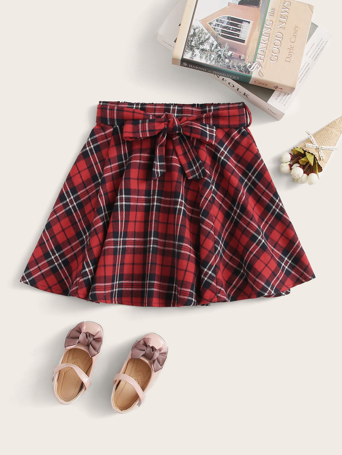 Tween Girl Self Belted Tartan Skirt