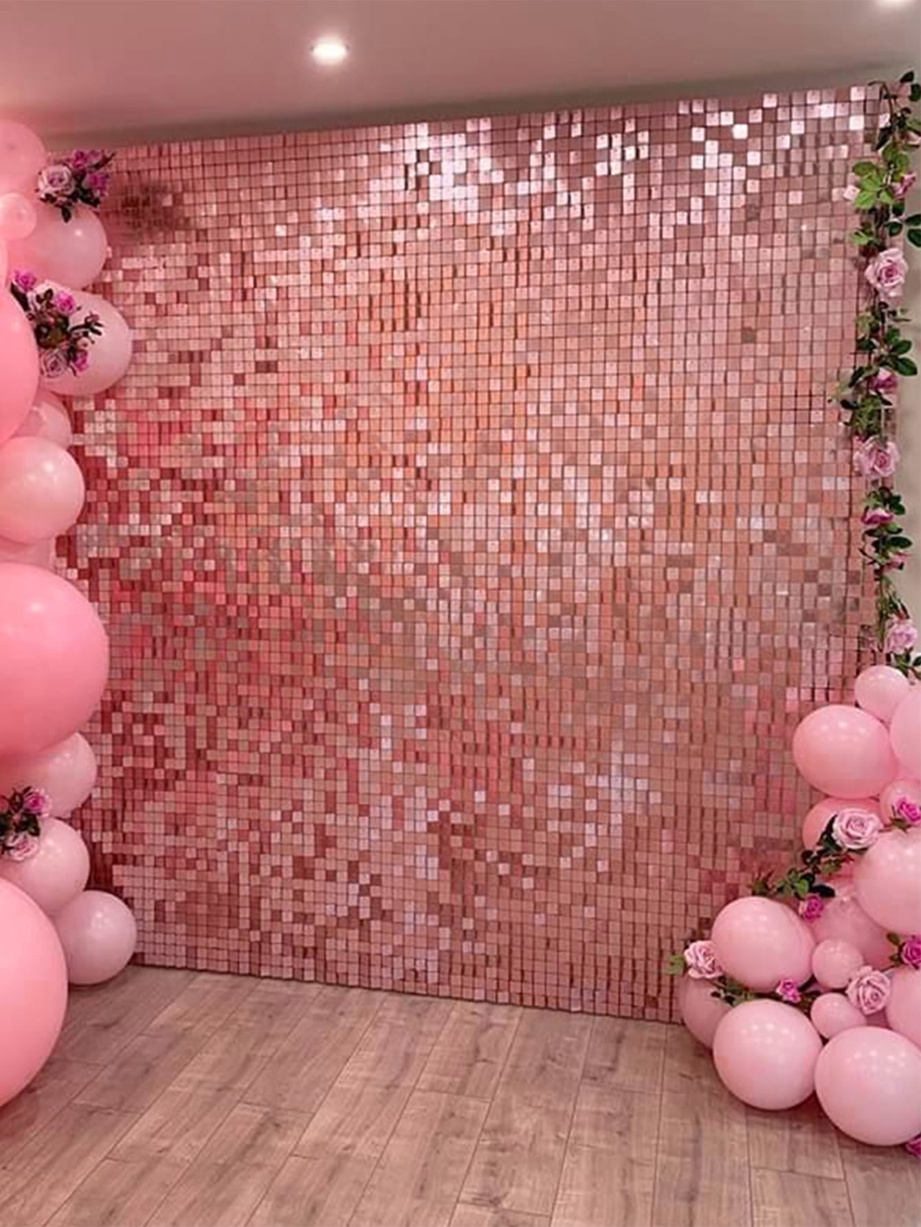 1pc 100*200cm Laser Rose Golden Small Square Style Plastic Rain Curtain Background Cloth, Home Wall Decoration Supplies Tinsel Curtain, Party Background Decoration For Birthday Party, Wedding, Holiday Party