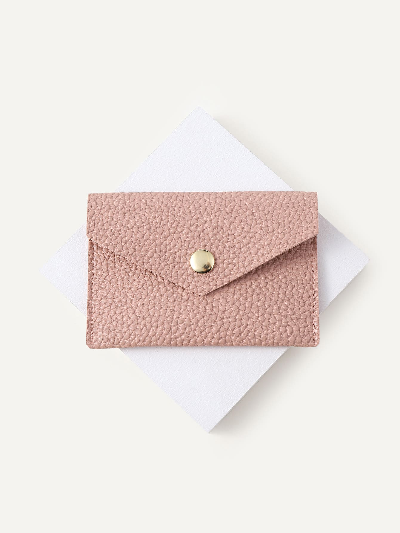 Litchi Embossed Snap Button Card Holder Lightweight Portable Credit Card ID Card White-Collar Workers For Female For Women Holiday For Anniversary For Birthday Gift Accessories Gift Present Gifts For Teachers Hot Pink Purse