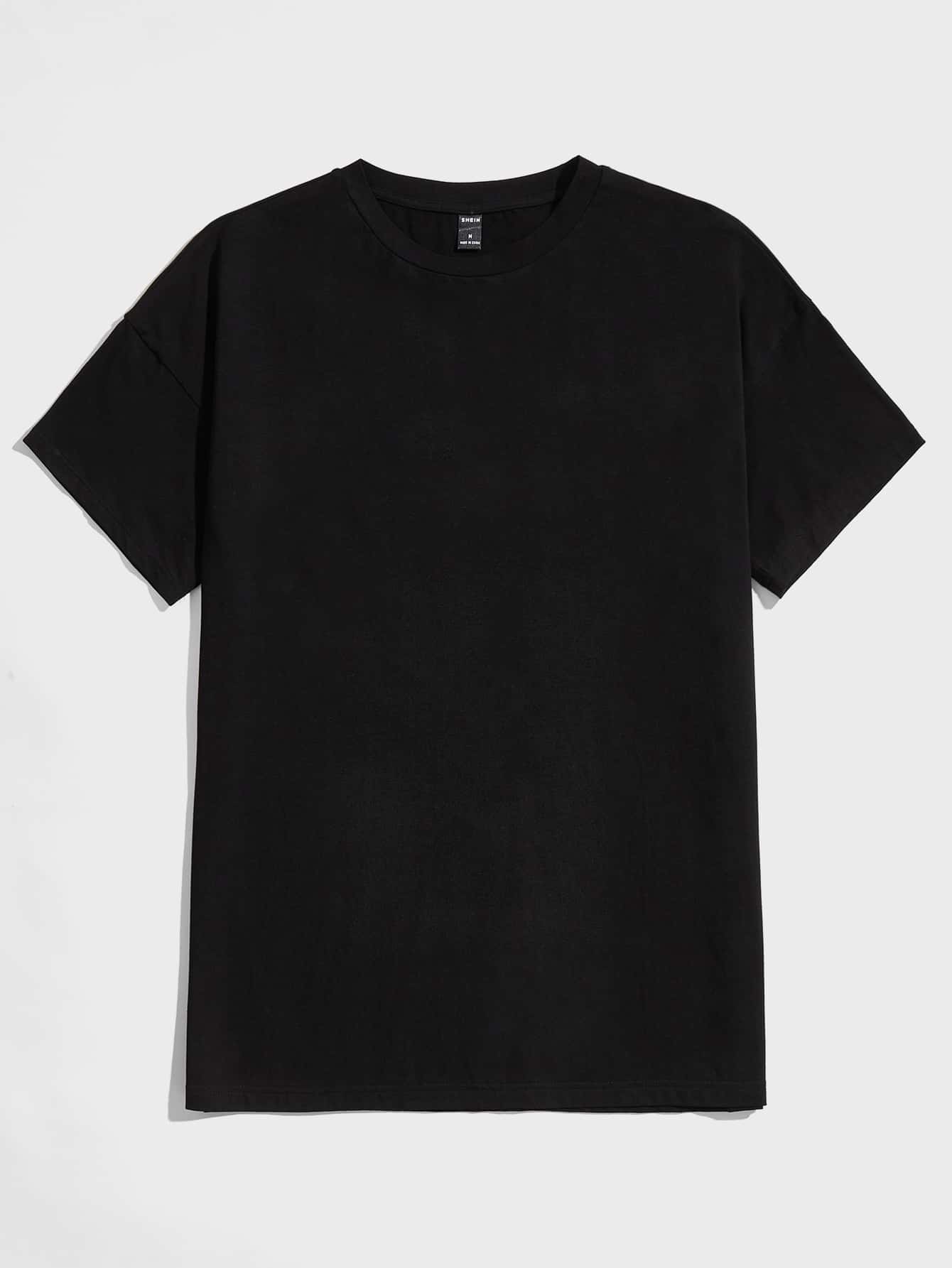 Men Cotton Round Neck Solid Tee