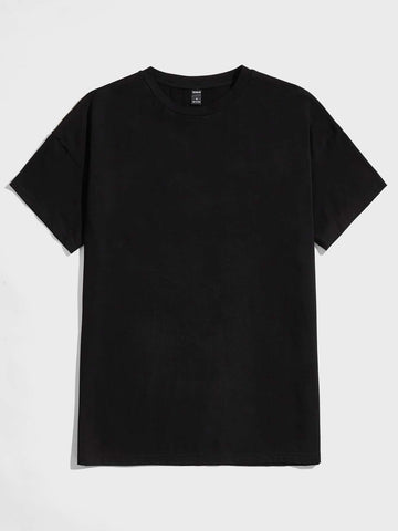 Men Cotton Round Neck Solid Tee