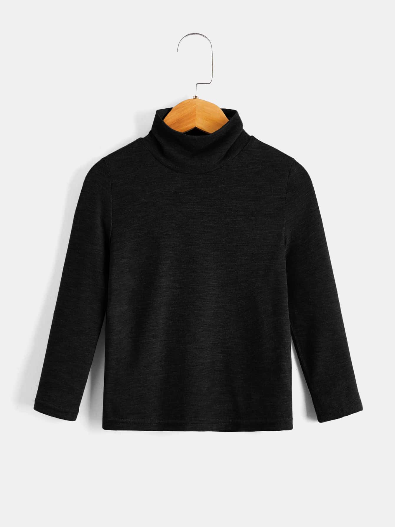 Young Boy Solid Color Turtleneck Long Sleeve T-Shirt