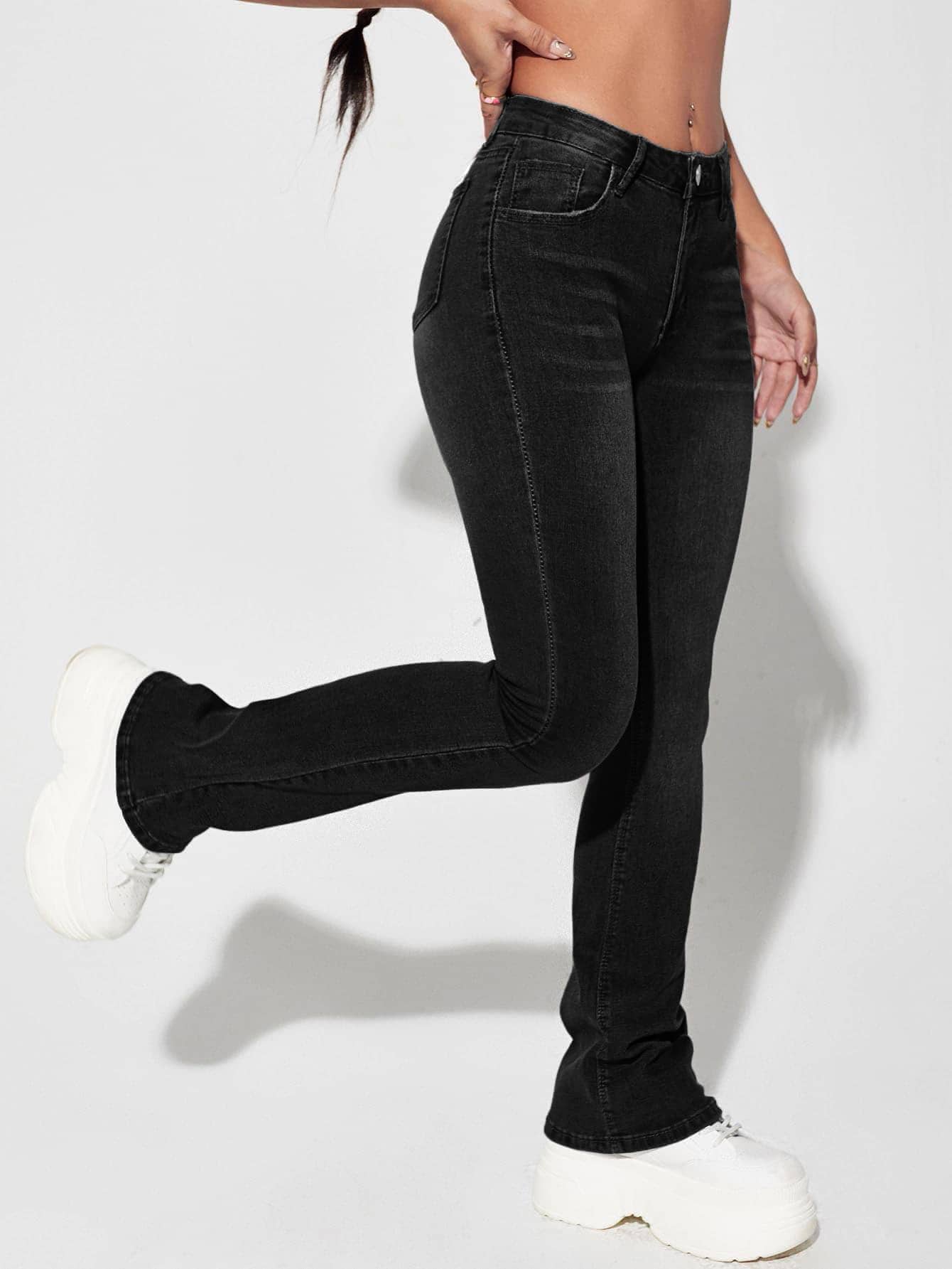 Bleach Wash Flare Leg Jeans