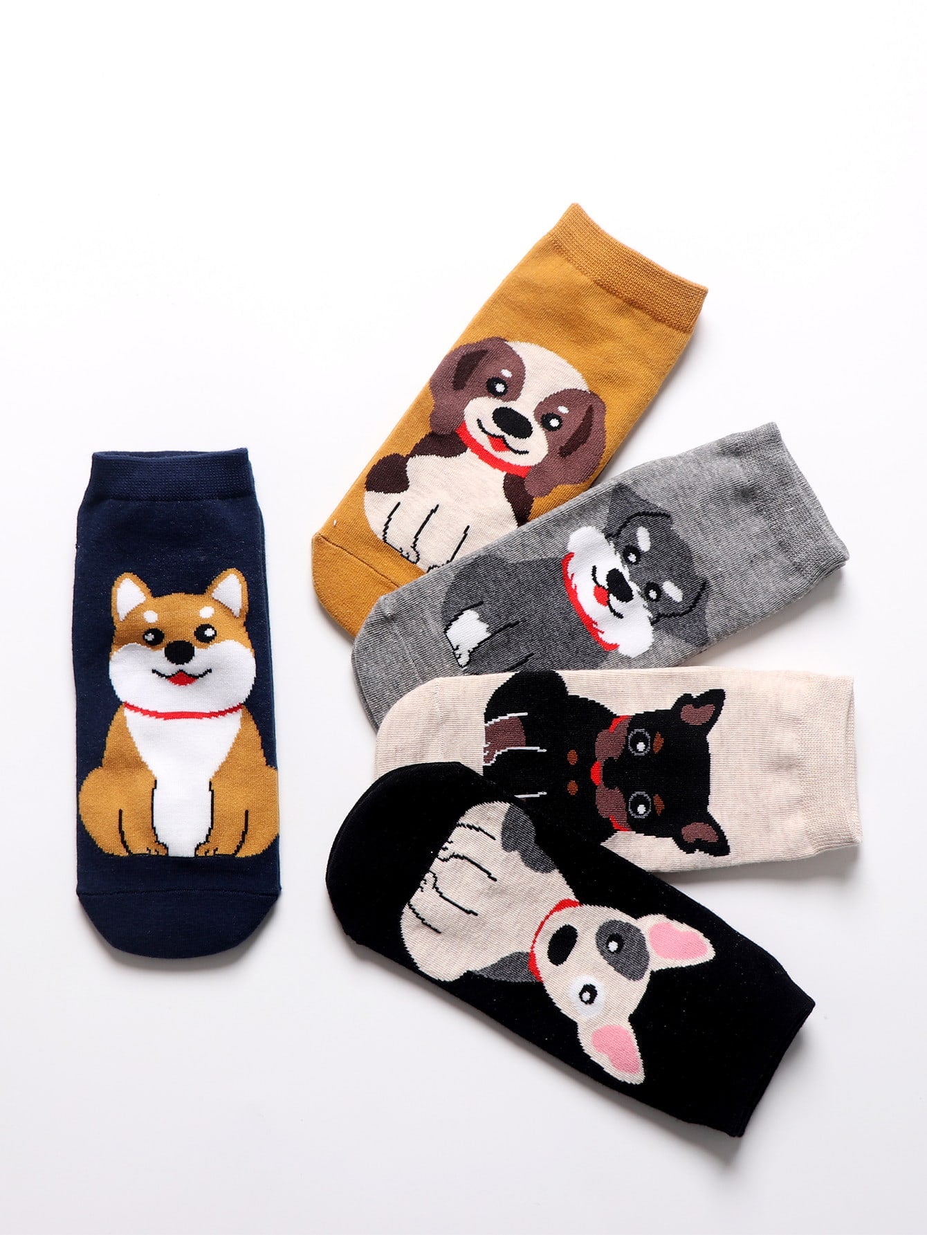 5pairs/Pack Women's Cute Dog Cartoon 3D Design Cotton Socks, Moisture-Wicking And Breathable, Suitable For Daily Wear At Home