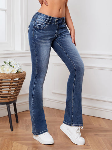 Slant Pocket Flare Leg Jeans