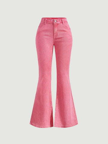 Solid Flare Leg Jeans