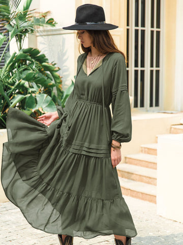 Rusttydustty Lantern Sleeve Flippy Hem Dress