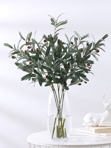 1branch Plastic Artificial Plant, Cottagecore Fake Plant For Party Decoration