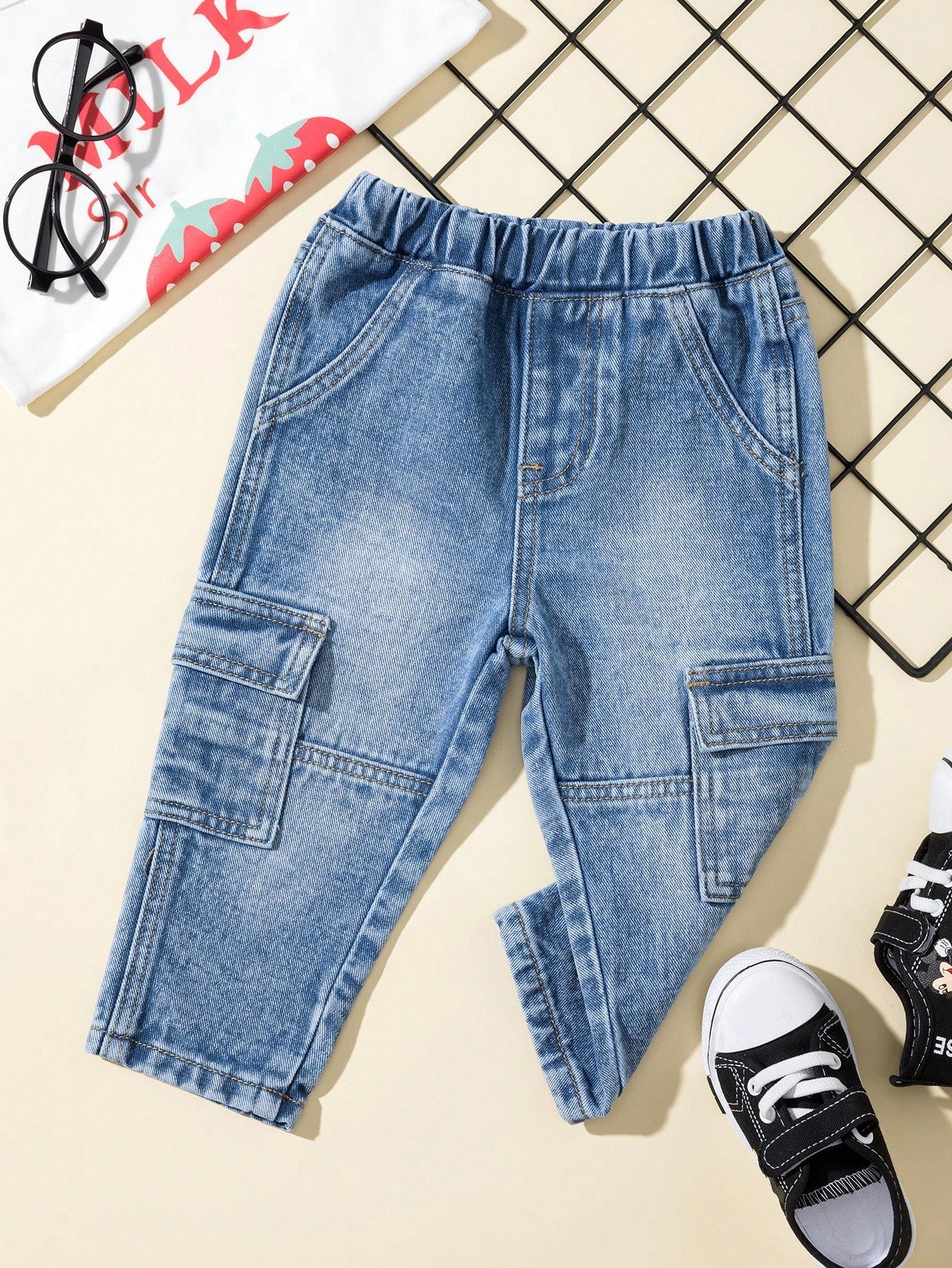 Baby Boy Casual Flap Pocket Workwear Jeans