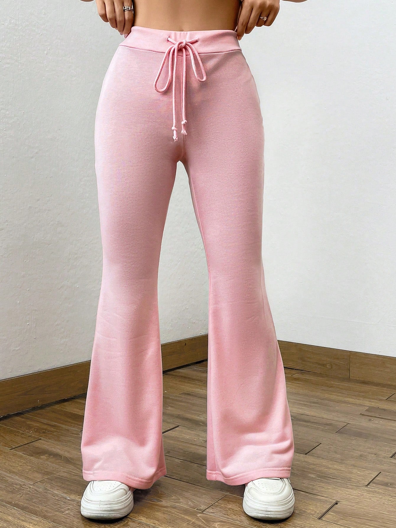 Drawstring Waist Flare Leg Sweatpants