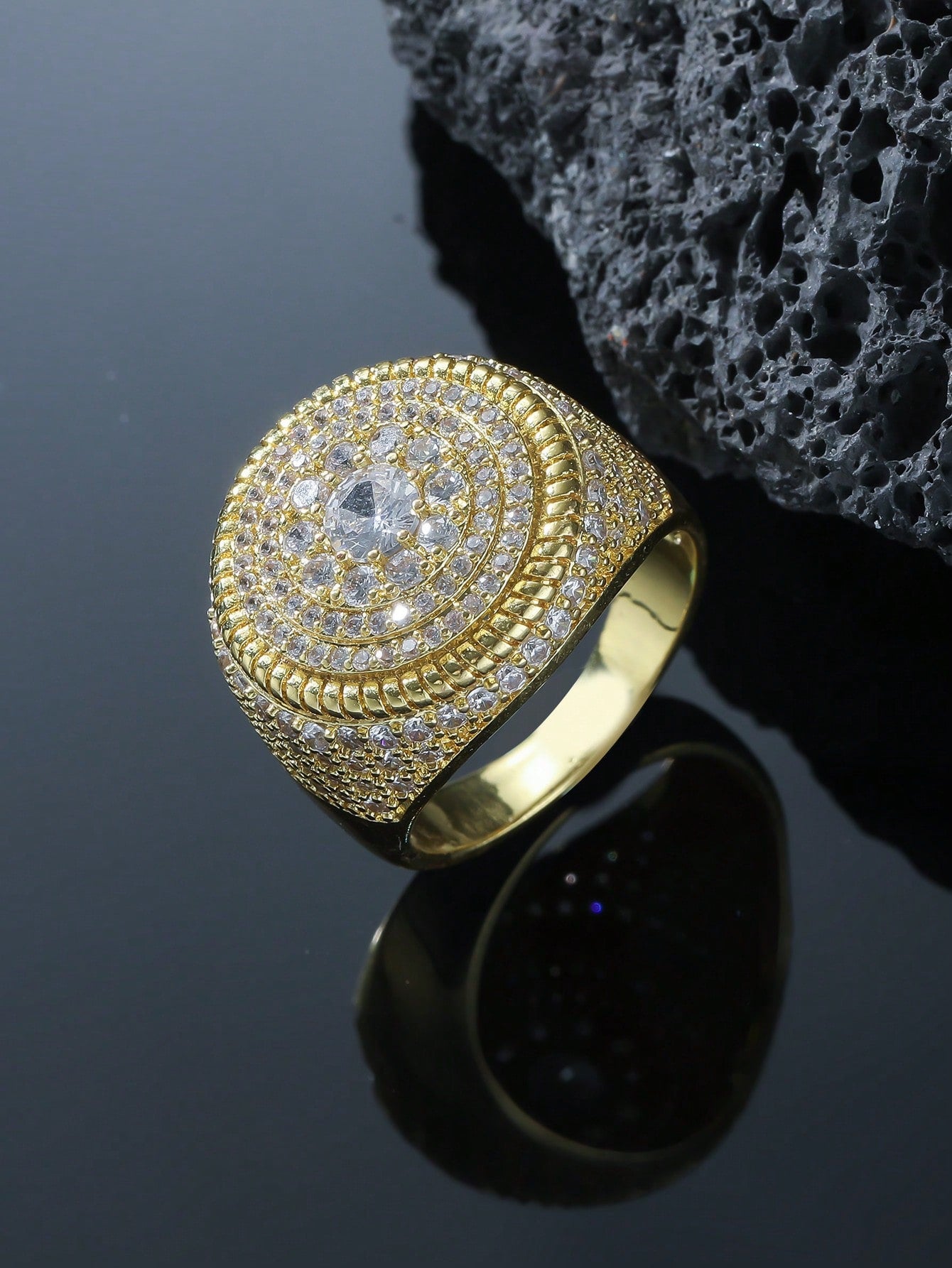 Men Rhinestone Decor Ring, For Jewelry Gift And Party