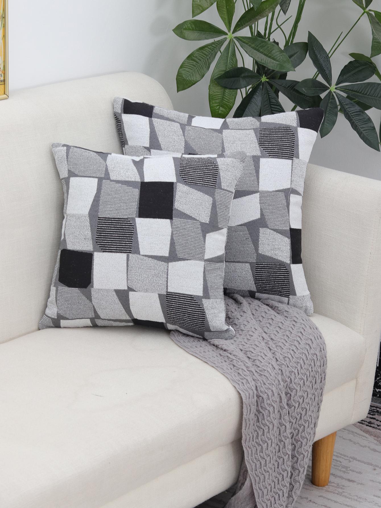 1pc Plaid Pattern Cushion Cover, Modern Woven Fabric Decorative Throw Pillow Case For Home
