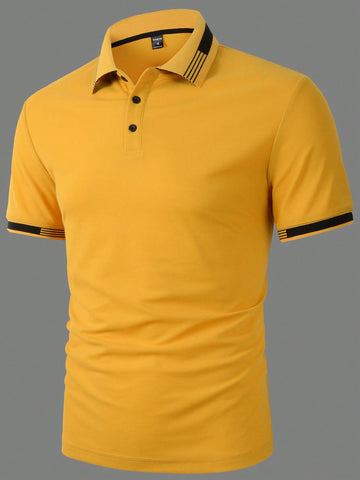 Men Striped Trim Polo Shirt