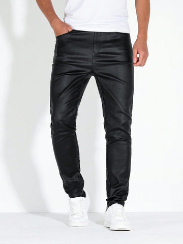 Men Solid Slant Pocket Skinny Jeans