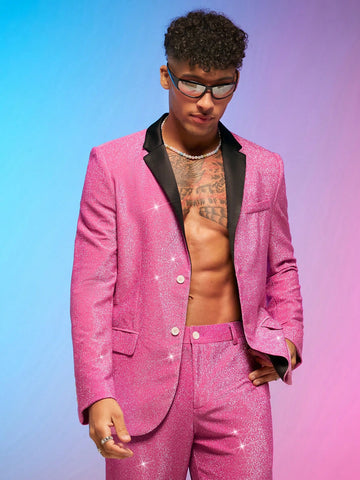 Men Glitter Single Breasted Blazer