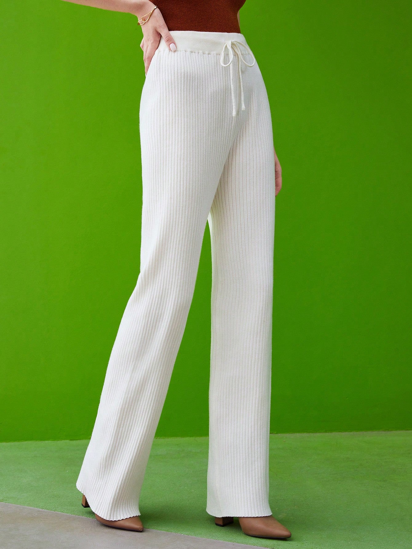 VISCOSE STRAIGHT LEG KNIT PANTS