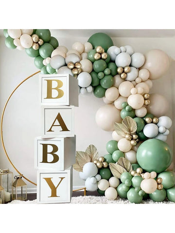 Baby Shower Decorations Baby Balloon Boxes Blocks with 4 Letters for Boy Girl 1st Birthday, Bear Baby Shower, Bridal Shower, Gender Reveal Party Decoration