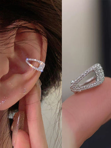 1pc Punk Fashion Cubic Zirconia Geometric Hair Clip Shape Non Piercing Women Ear Clip Party Gift