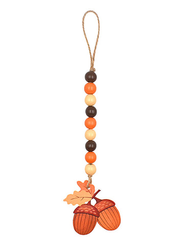 Thanksgiving Wooden Tassel Beads Garland Pendant String Wall Ornaments Pumpkin Maple Leaf Turkey Wood Chip Pendant Party Supplies for Fall Autumn Tassel Decoration