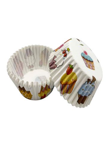 100pcs Lovely Cake Pattern Oil-Proof & High-Temperature Resistant Paper Cupcake Liners For Wedding And Party Desserts