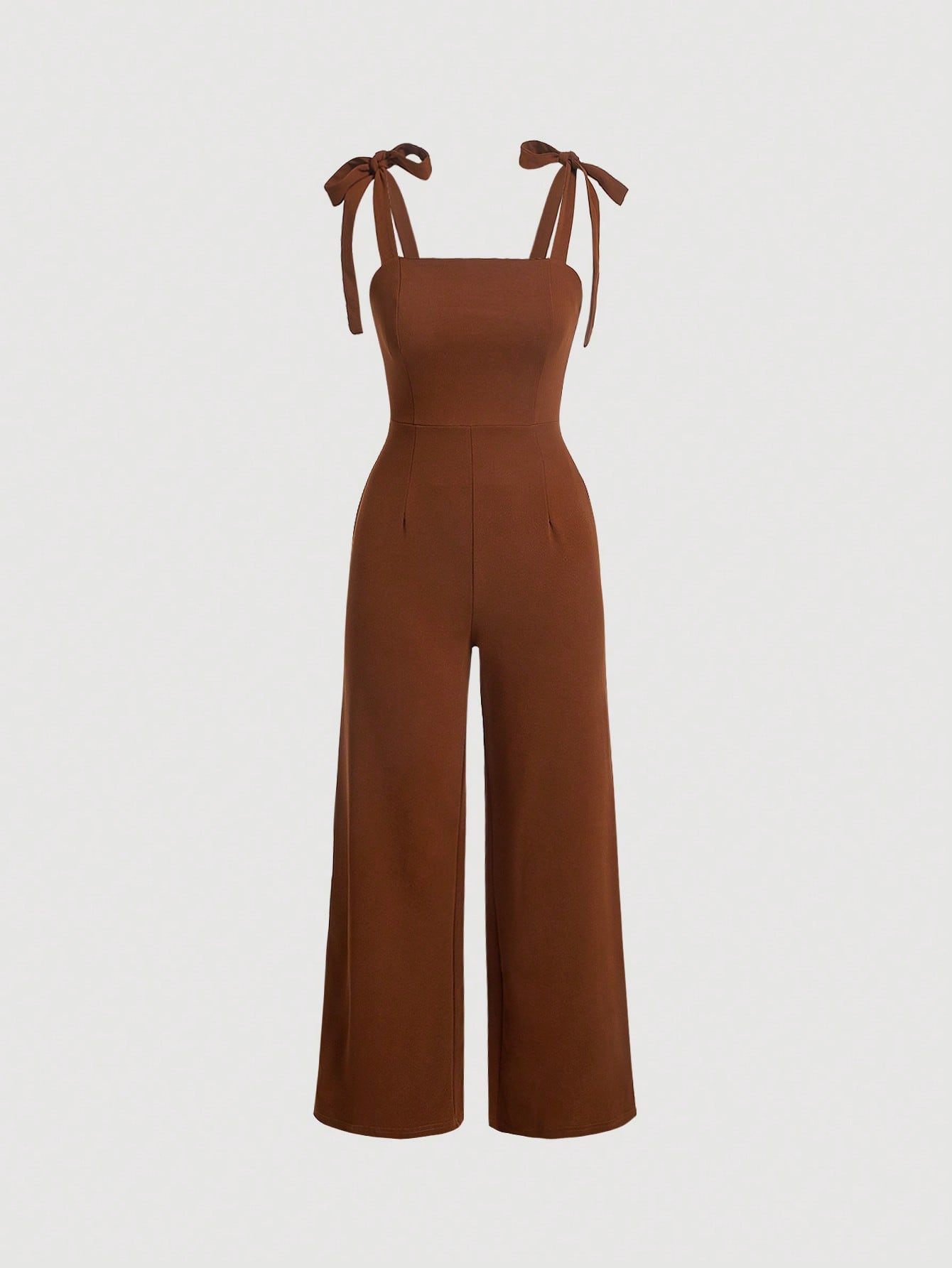 Solid Tie Shoulder Cami Jumpsuit