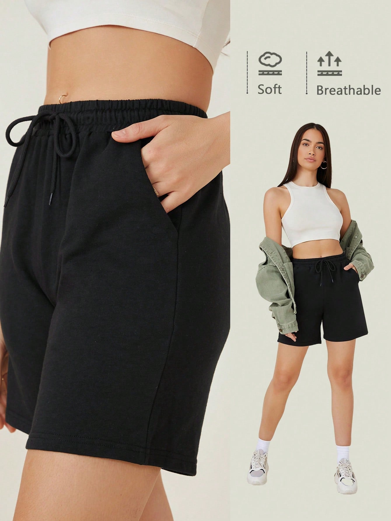 Drawstring Pocket Track Shorts