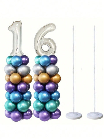 1set  Birthday Balloon Stand Kit, Reusable Ballon Arch Stand With Base And Pole For Wedding Birthday  Shower Party Decoration