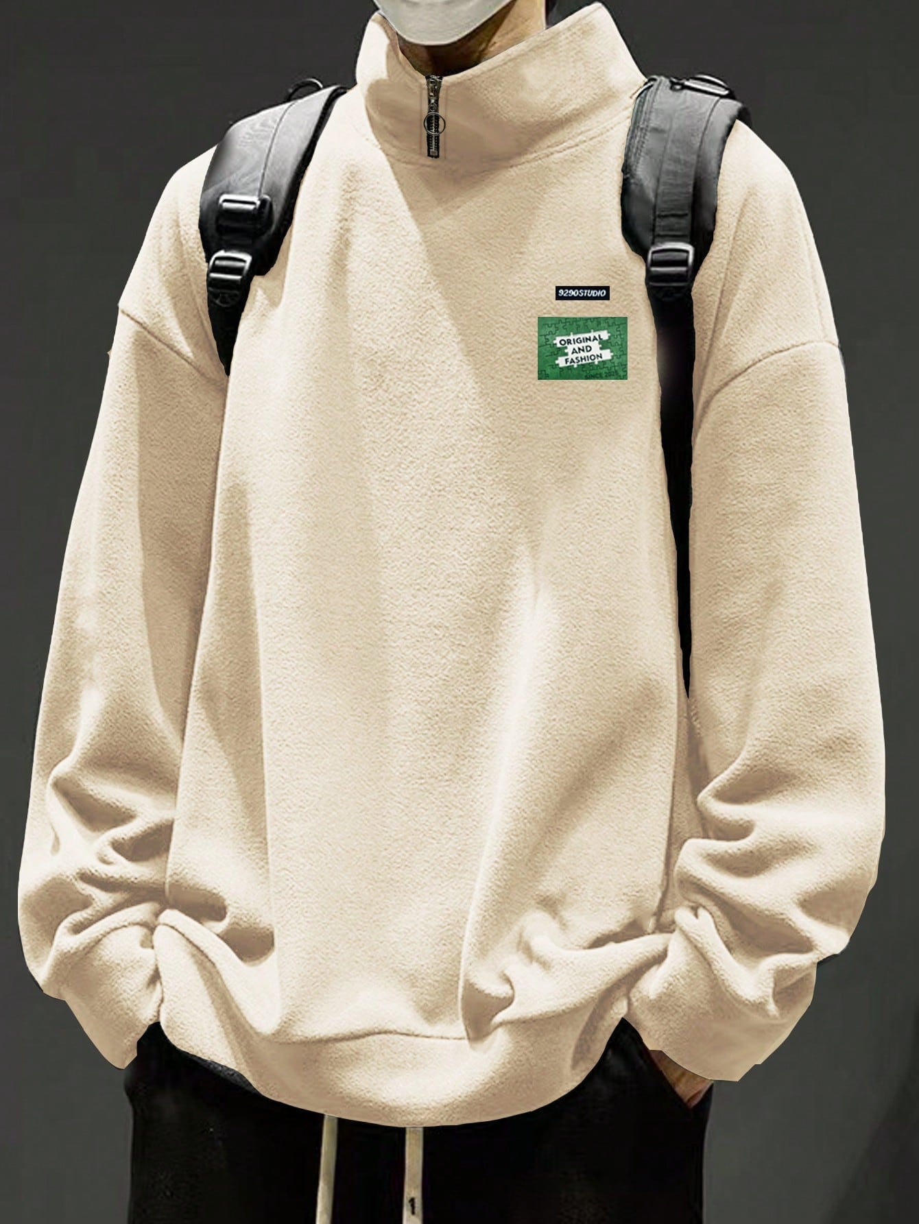 Men Letter Patched Detail Drop Shoulder Oversize Sweatshirt