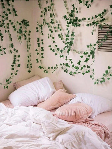 1Pc 2M Artificial Green Ivy Leaf Vine For Indoor Decoration, Outdoor Garden Decoration, Air Conditioning Unit Decoration, Party Decoration, Etc. Bedroom Decor