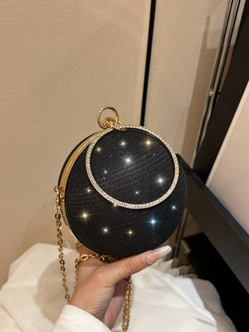 Glamorous, Elegant, Exquisite, Quiet Luxury Sequin, Stylish, Luxury, Shiny Mini Glitter Ball Shaped Clutch Evening Handbag Evening Bag, Dinner Bag For Party Girl, Woman, Bride Perfect For Party, Wedding, Prom, Dinner/Banquet