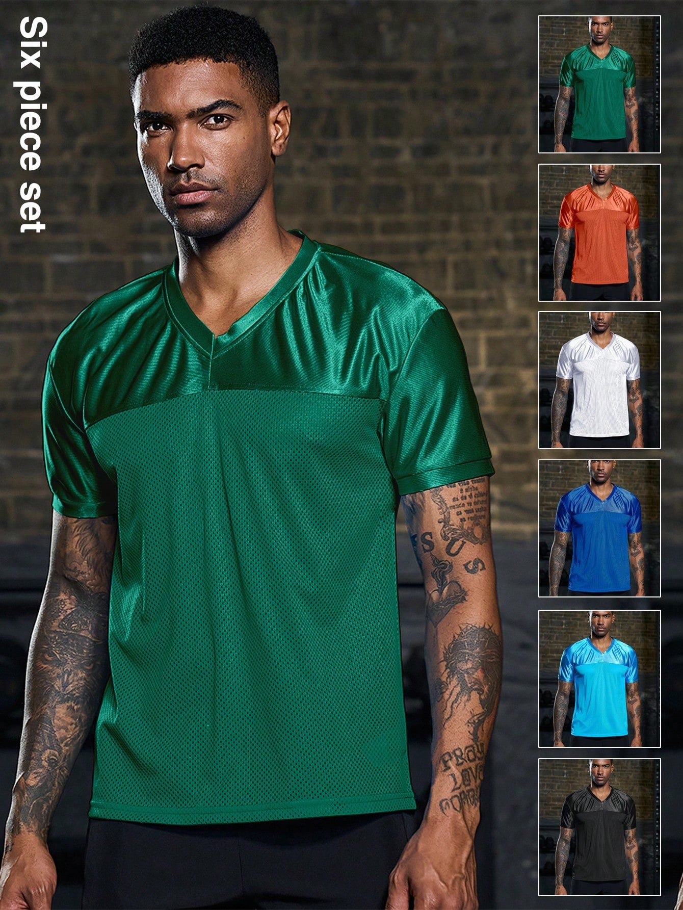 Men V Neckline Sports Tee Workout Tops