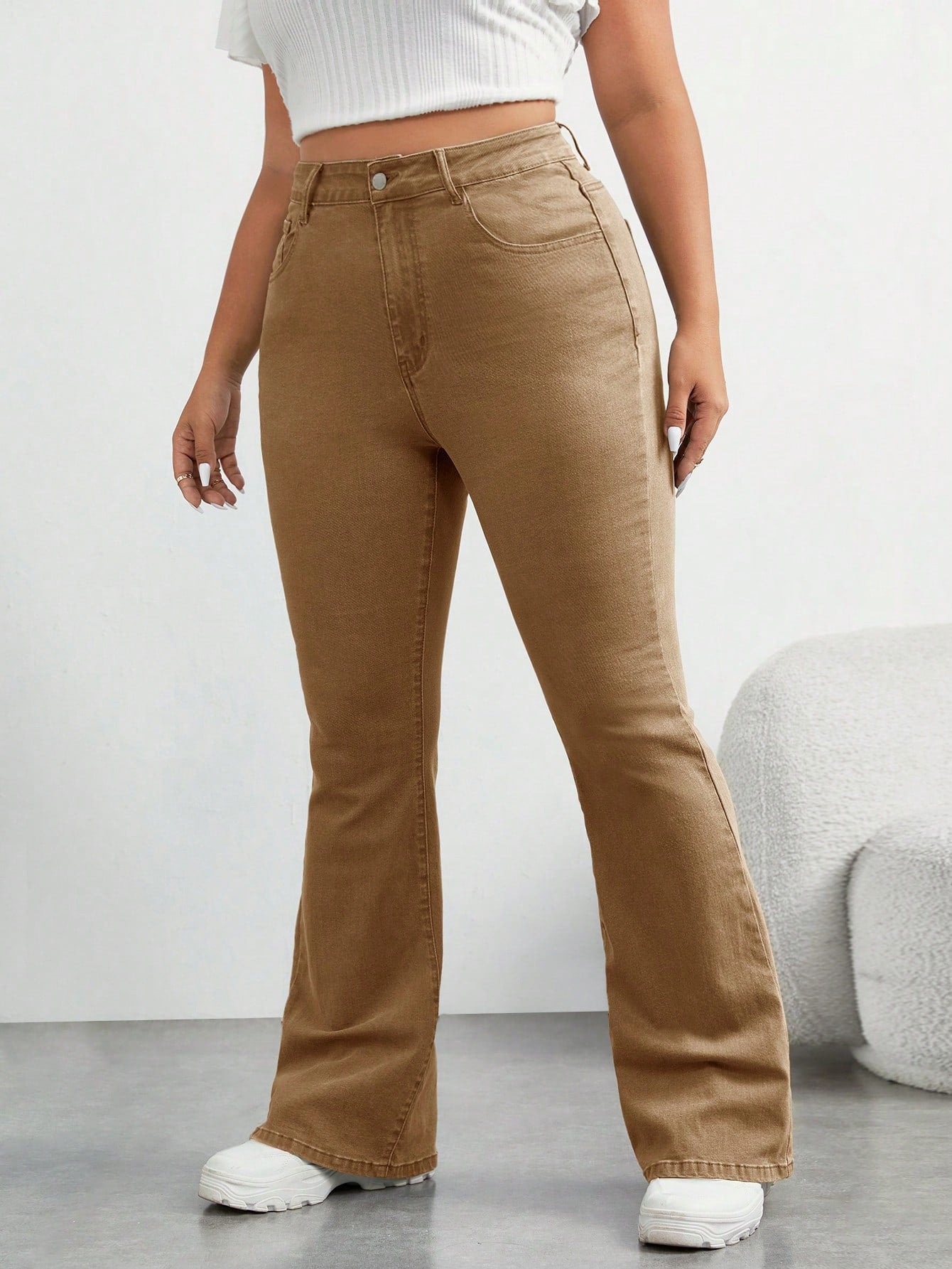 Plus Slant Pocket Flare Leg Jeans