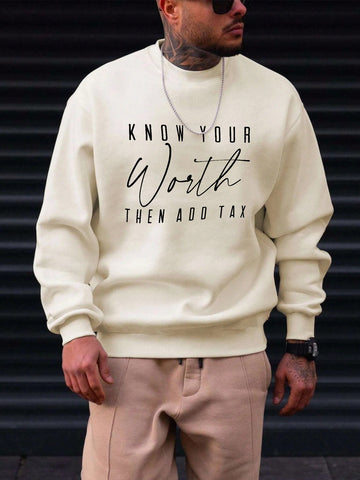 Loose-Fit Men's Slogan Graphic Drop Shoulder Sweatshirt