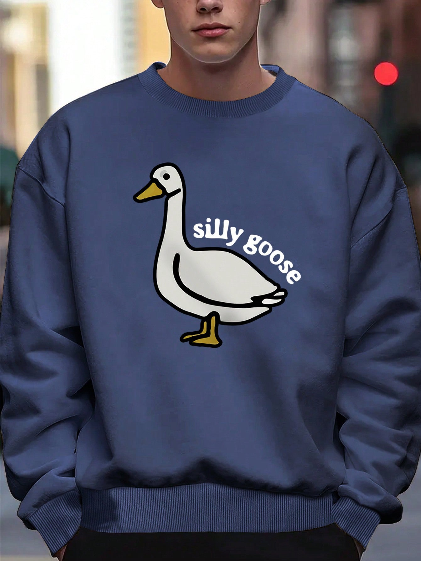 Men Cartoon Duck And Slogan Graphic Thermal Lined Sweatshirt