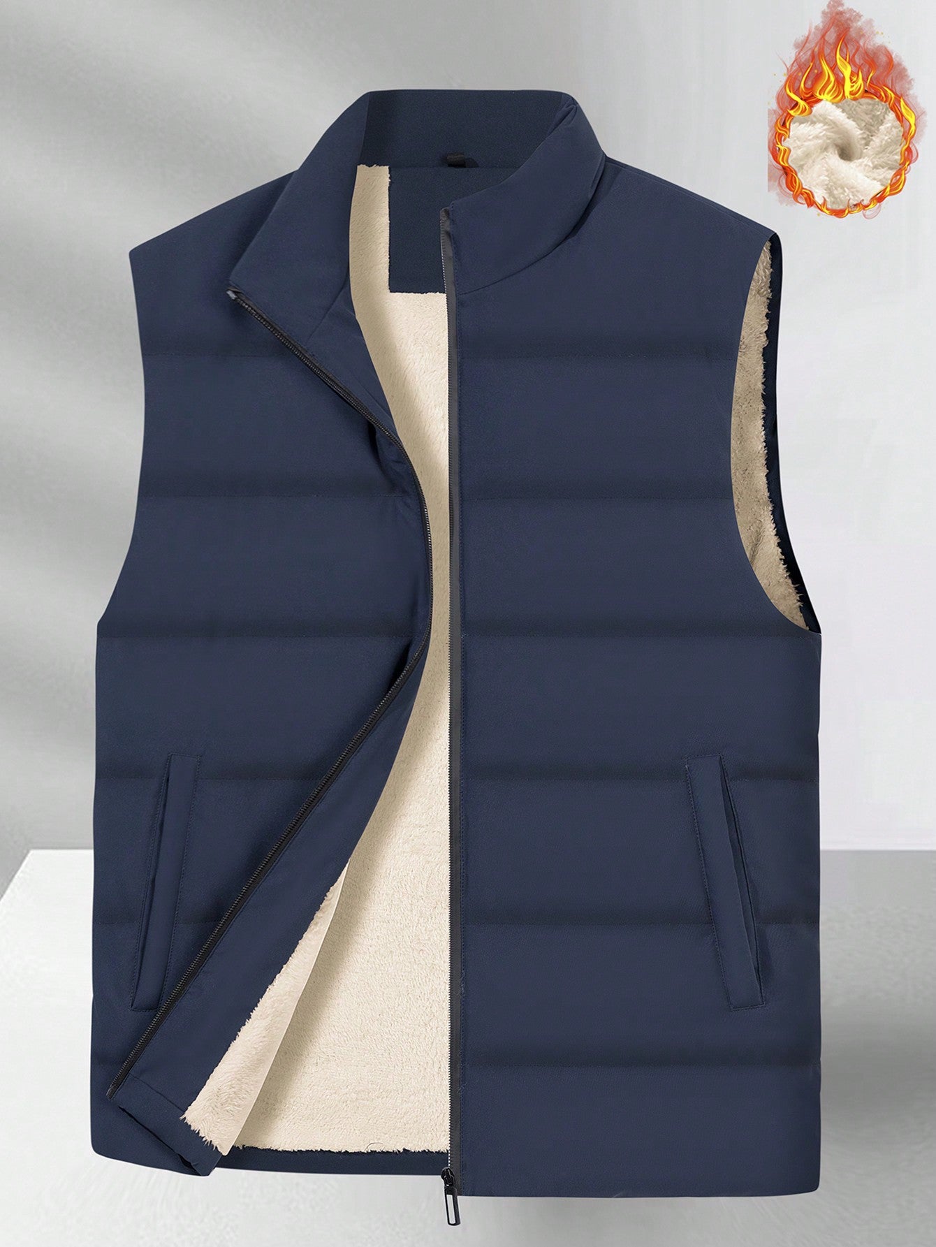 Loose Fit Men's Quilted Vest Padded Coat