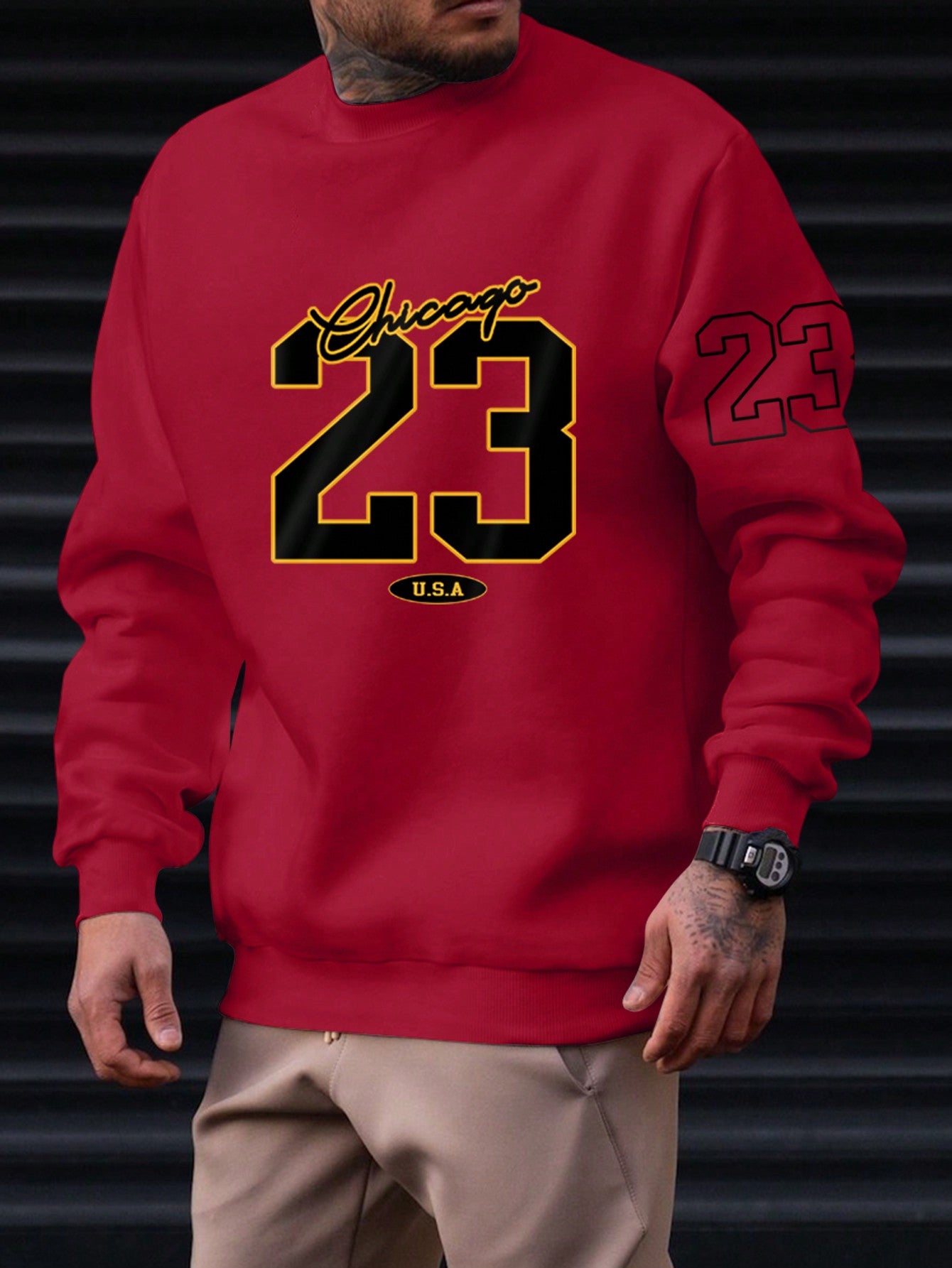 Men's Letter And Number Printed Fleece Sweatshirt