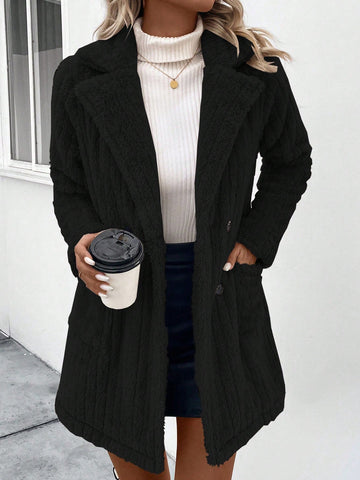 Women's Color Block Lapel Double-breasted Coat