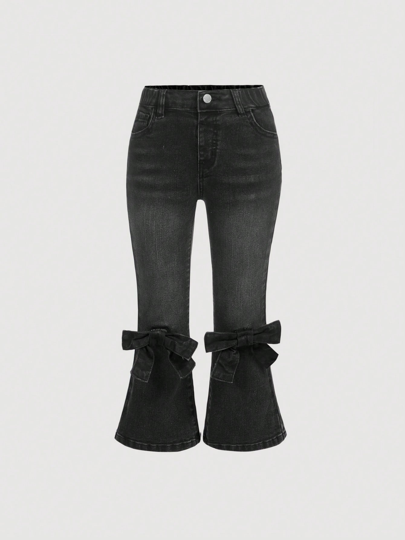 Young Girl Bow Detail Flare Leg Jeans