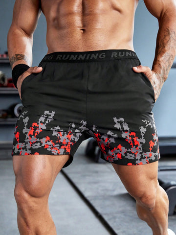 Men Letter Graphic Sports Shorts Gym Shorts