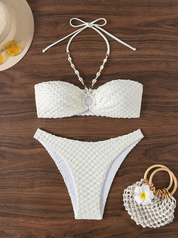 Ladies Solid Color Swimwear Set