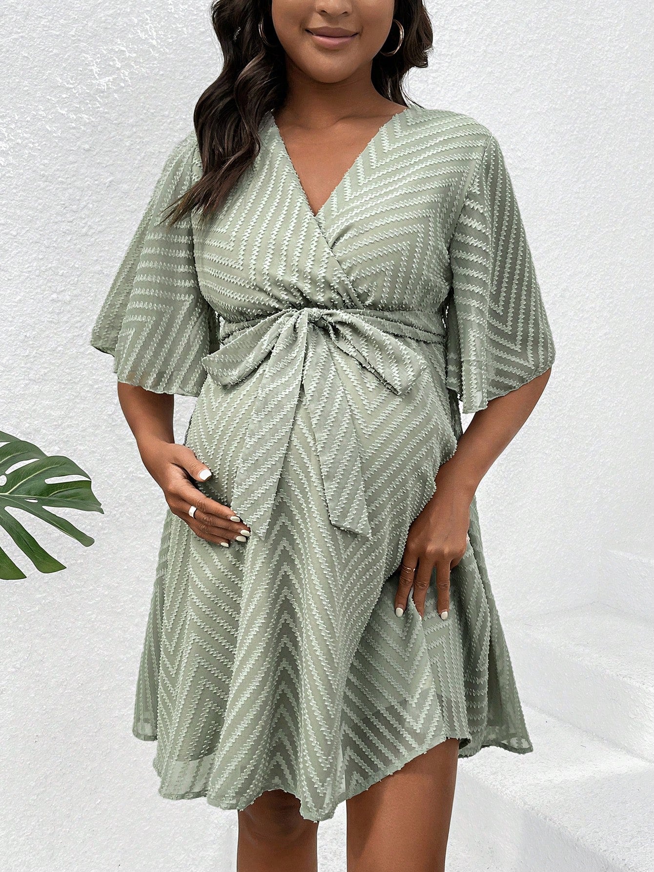 Maternity Geometric Striped Dress