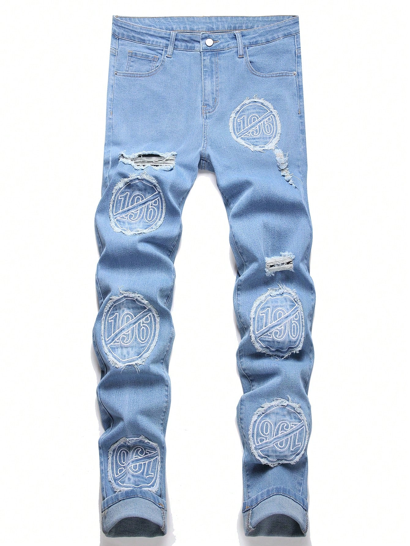 Men'S Distressed Straight-Leg Jeans