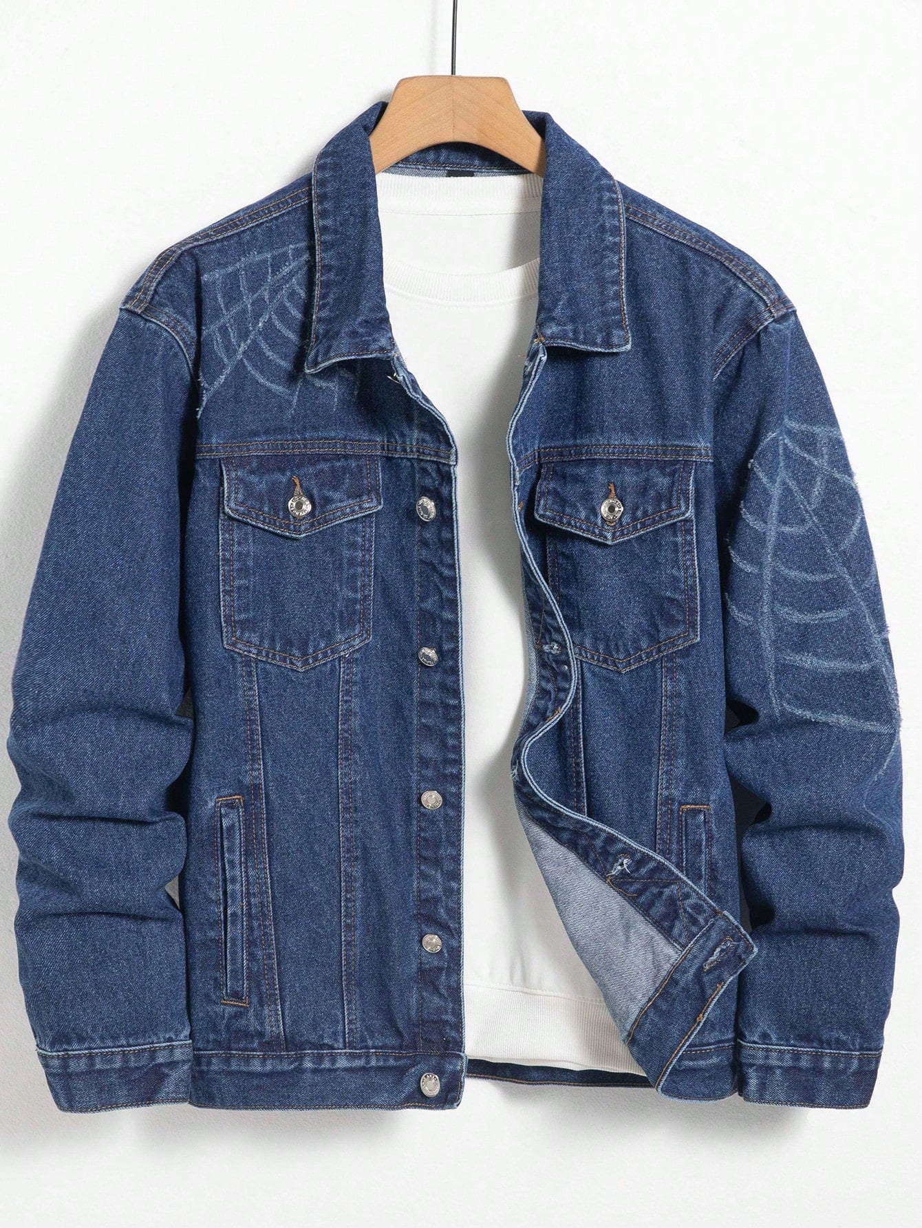 Men'S Long Sleeve Single Breasted Denim Jacket