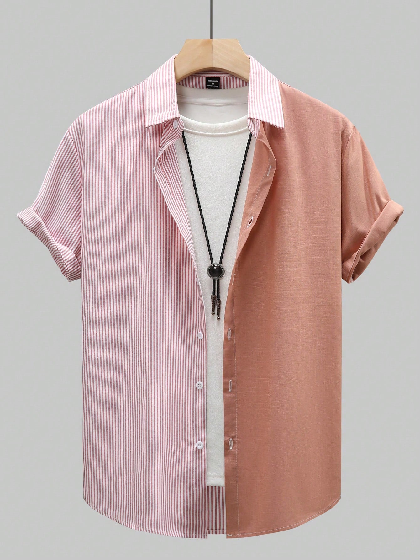 Men's Striped Color Block Short Sleeve Shirt