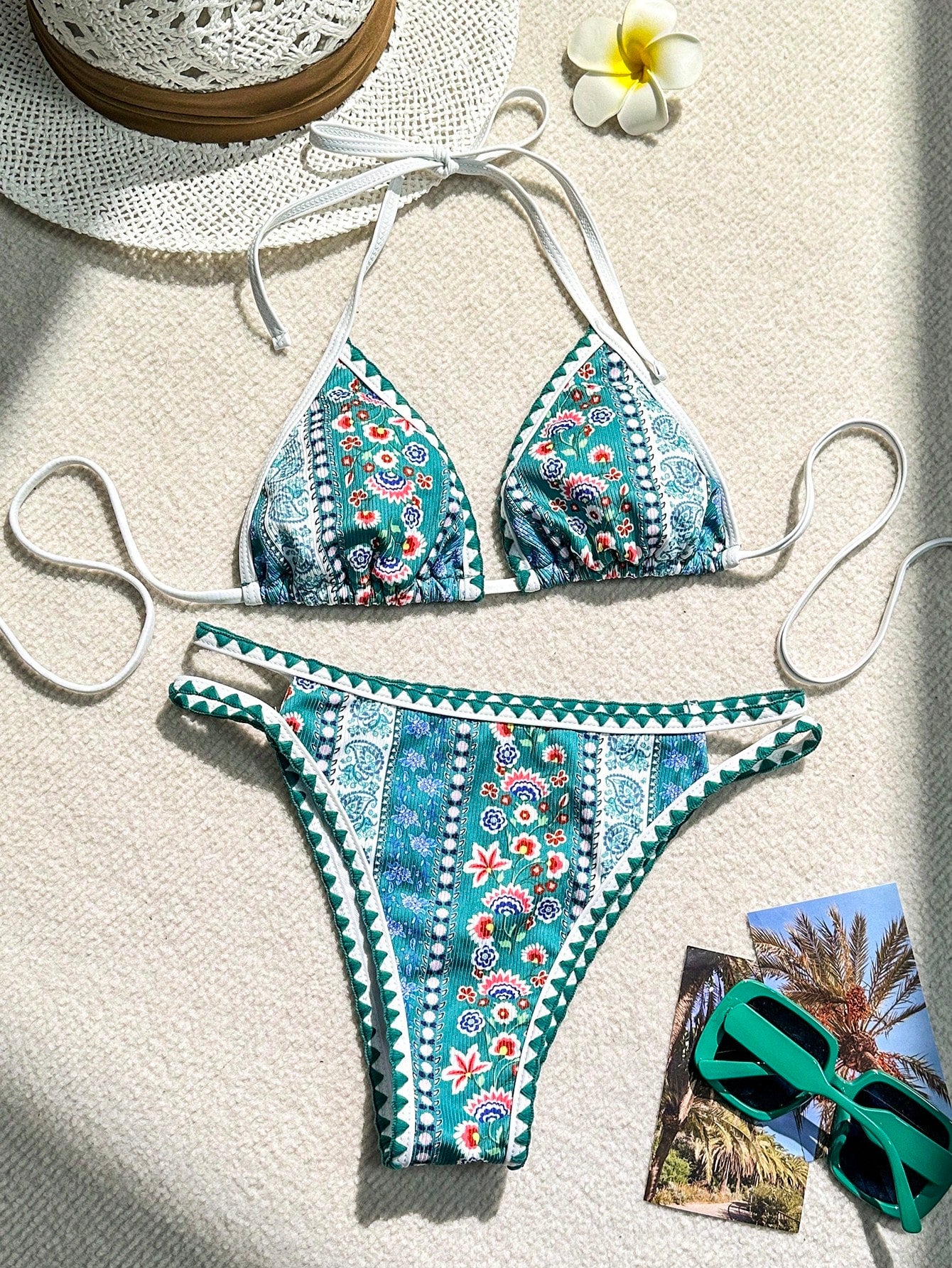 Floral Print Two-Piece Swimsuit Set