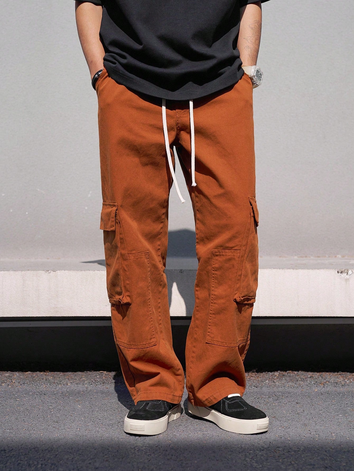 Men's Drawstring Waist Cargo Jeans