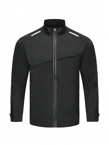 Men's Zipper-Up Long Sleeve Athletic Jacket Workout Tops