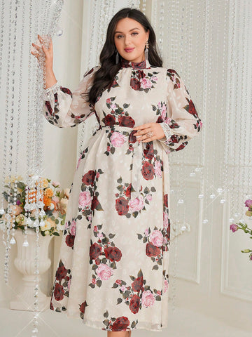 Women's Plus Size Flower Print Dress