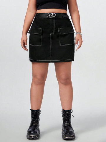 Women's Plus Size Utility Pocket A-Line Skirt